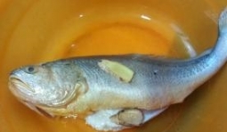 黃魚去掉內臟處理乾淨切塊；