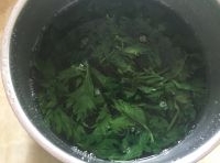 將焯好的芹菜葉撈出放入冷水中過涼；