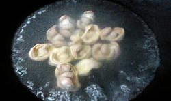 洗凈的雞胗放鍋里用開水燙煮五分鐘撈起；